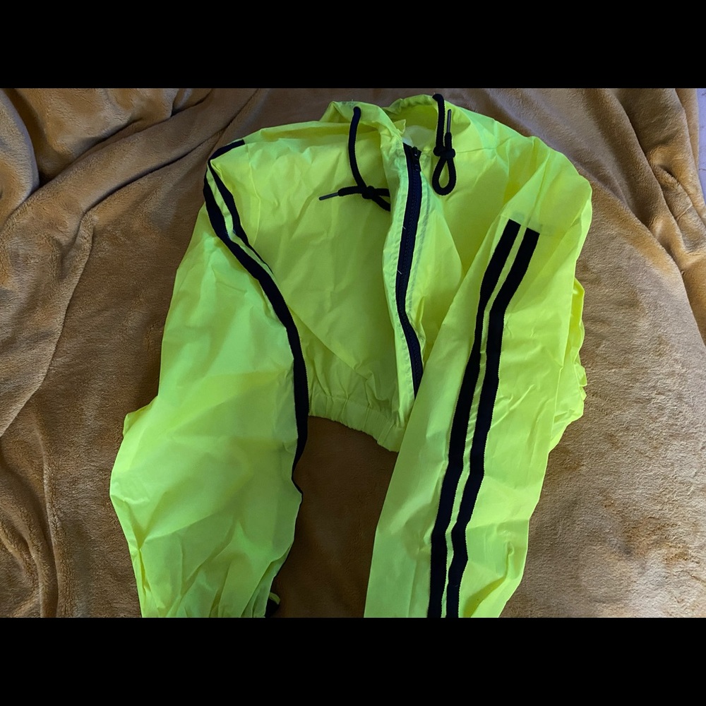 Neon green cropped workout jacket